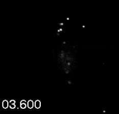 Nanospheres Movie 23: High speed images. Elapsed time is seconds and 1/10 seconds. 